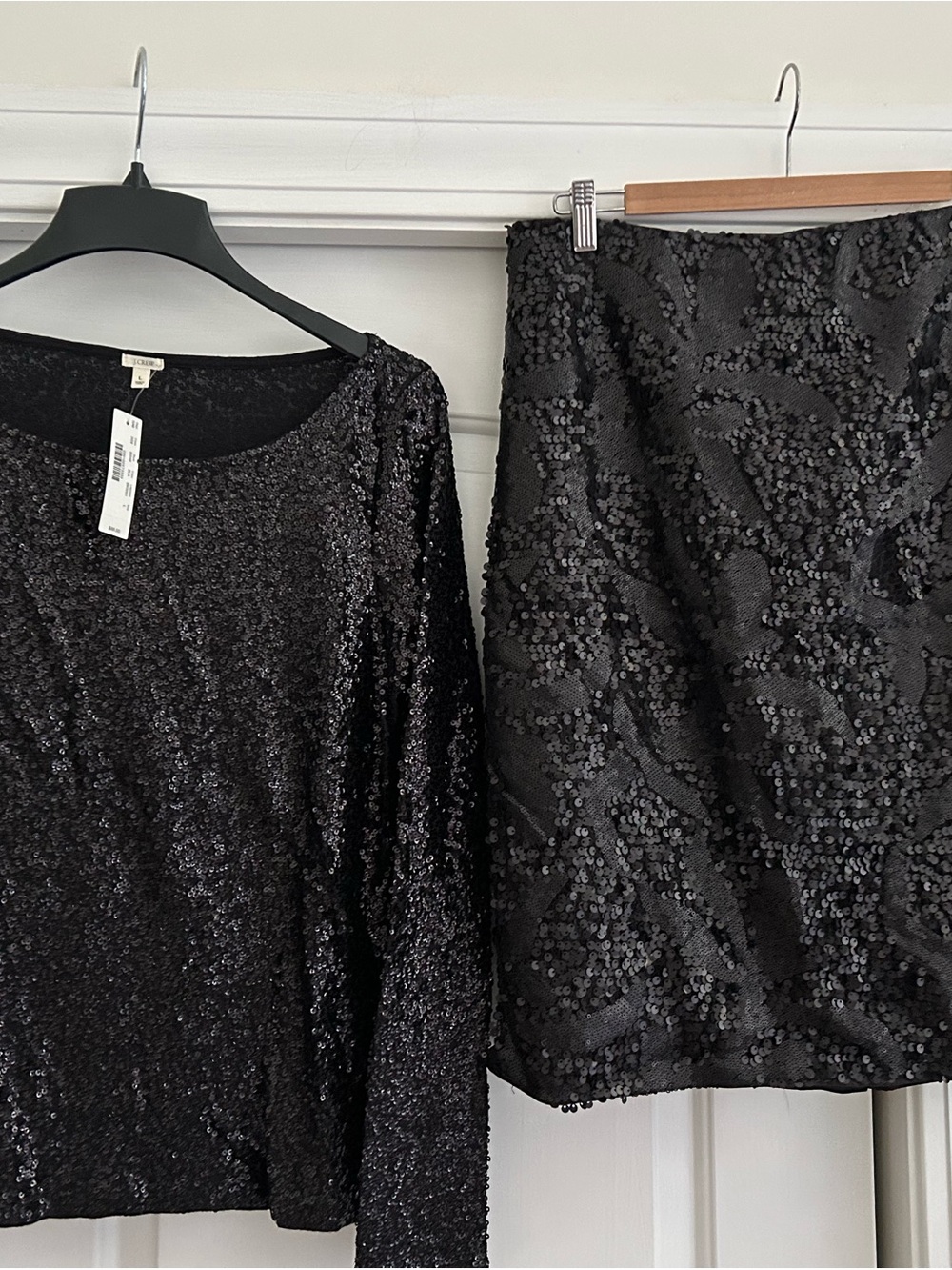 Garnet Hill Black Sequin Pencil Skirt